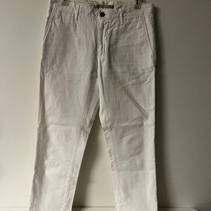 INCOTEX Men’s Slim-Fit Linen and Cotton-Blend White Trousers